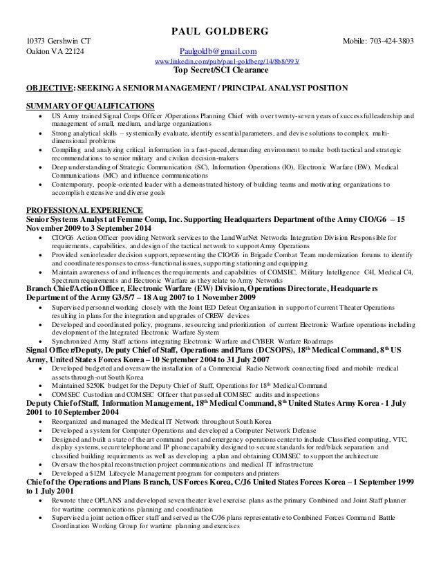 Intelligence Resume rockcup tk Jobs Veterans Today