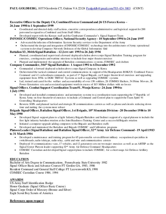 District commander resume