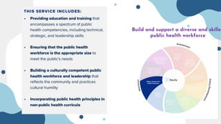 Build and support a diverse and skilled
public health workforce
 
