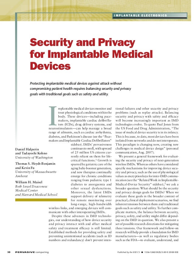 Security And Privacy For Medical Implantable Devices