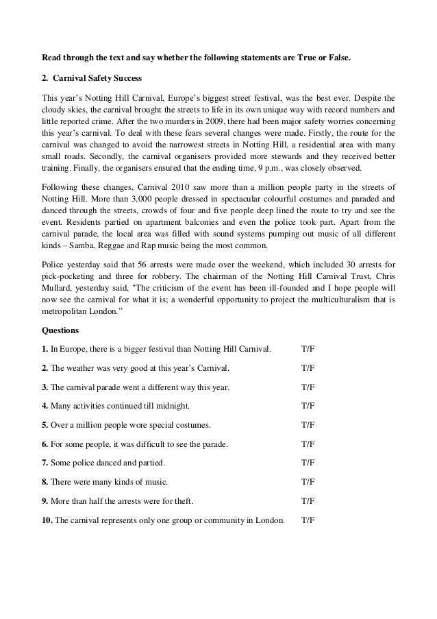 B1 reading comprehension