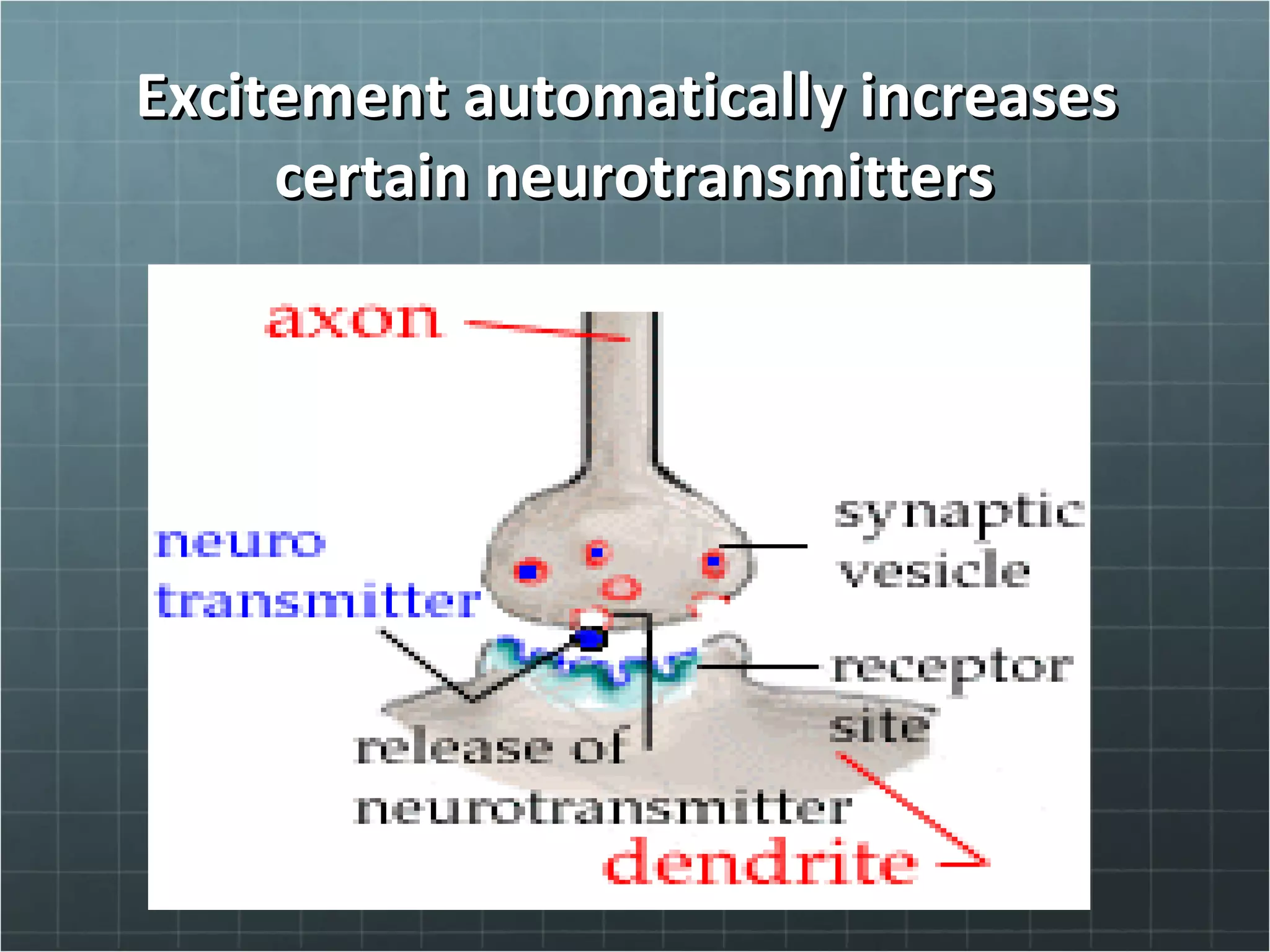 Excitement automatically increasesExcitement automatically increases
certain neurotransmitterscertain neurotransmitters
 