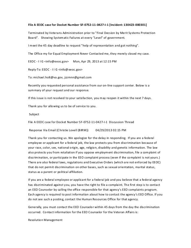EEOC case for Docket Number SF0752110427I1
