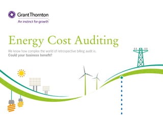 Energy Cost Auditing
We know how complex the world of retrospective billing audit is.
Could your business benefit?
 