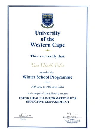 Winter school certificate