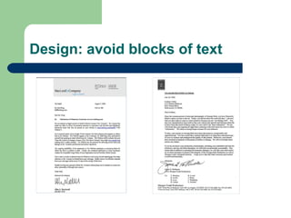 Design: avoid blocks of text
 