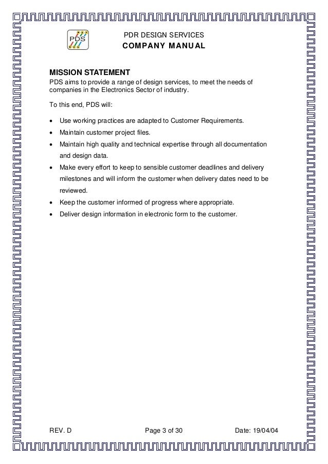Pds Company Manual Rev D a Pds Company Manual Rev D a