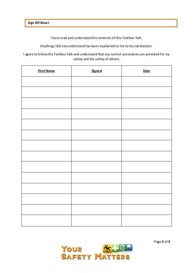 Toolbox Meeting Template Doc