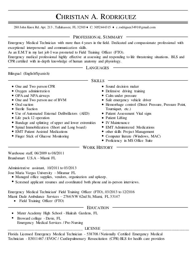 medical professional resume