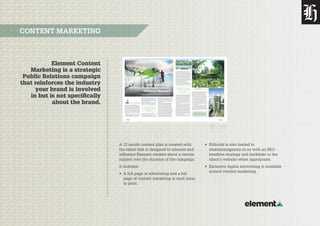 Element Content
Marketing is a strategic
Public Relations campaign
that reinforces the industry
your brand is involved
in but is not specifically
about the brand.
CONTENT MARKETING
Living in the tranquillity of New Zealand it’s hard to
comprehend the problem of exponential population
growth and the strain it is having on the fragile ecosystems
that sustain our species. Exponential growth simply means
that if the population is growing by 1% a year it will double
within a 70-year cycle. To put this in perspective, it took
50,000 years to reach one billion people but only 200 years
to jump to our existing seven billion. Based on our current
annual growth of 1.1% our population could reach 14 billion
by the end of this century. Such population growth makes
our current design systems redundant due to the pollution
it will create.
The industrial revolution was the game changer, creating
a population boom which also drove vast amounts of rural
folk towards ill-equipped cities – which are now home
to half the humans on earth. The world has changed
CLIMATE CHANGE SOLUTIONS
GAVIN HEALY OPINION
Can landscape
architecture help resolve
climate change?
Element investigates the amalgamation of ecological and landscape architecture
projects created by some of the world’s premier architectural designers.
so quickly over the last 200 years that our species is
struggling to evolve fast enough to respond. The next 100
years will see great change. We have two options, either
design a world that works in harmony with nature or create
more man-made controlled environments to isolate us from
an increasingly hostile biosphere.
Most modern-day architects and landscape architects are
not addressing the pressing issues of our times: climate
collapse, ﬁnite resources, food security, energy demands
and pollution. The famous architect and ecologist, Richard
Bukminster Fuller said: “Pollution is nothing but the
resources we are not harvesting. We allow them to disperse
because we’ve been ignorant of their value.”
The study of ecology holds the key as pollution does not
exist in nature; everything is a resource for something else.
“The study of ecology holds the
key as pollution does not exist in
nature; everything is a resource
for something else.”
Having ecology as a core focus for all design projects is
not green ideology or politically motivated but a response
to the demands of our modern problems. Our human
environment needs to become an extension of the land in
which it sits, not man’s ego forced upon the land. This is
what we need to achieve if we are to avoid the devastation
of climate collapse.
A new breed of ecological architects and landscape
architects are rising to this challenge. William McDonogh,
winner of the US Presidential Award for Sustainable
Development and co-creator of the Cradle to Cradle
concept (see interview on page 10) has brought a new
vision of design to life. He has been quoted as saying
the goal is to frame design as “a beneﬁcial, regenerative
force—one that seeks to create ecological footprints to
delight in, not lament.” In his design system nutrients
and resources are constantly recycled in the biosphere or
technosphere. The biosphere (natural nutrients) are never
contaminated with the technosphere (man-made products)
as this creates waste – chemicals are never mixed with
nature. He draws heavily on the biophilia hypothesis –
the study of the human desire and physiological need
for contact with nature which is something we lose in
our modern cities and buildings. This is fundamental
for the mental health of many people that have a strong
physiological, cultural and spiritual connection with nature.
24 element
His Bernheim Arboretum Visitor Centre project is a good
example of this as the indoor and outdoor worlds are
blurred. McDonough has an impressive portfolio of design
projects under his belt including the Google YouTube office,
which features a 70,000-square-foot green roof that helps to
prevent water runoff, insulates the building from heat, cold
and noise and provides a habitat for several species. The
ecological retrofit of the 85-year-old Ford complex is home
to one of most impressive green roofs in the world. The
green roof is part of an $18 million US natural rainwater
treatment system, which consists of more than 10 acres of
a low-growing ground cover, which retains and cleanses 20
billion gallons of rainwater annually – saving Ford from a
$50 million mechanical treatment facility.
Jason F. McLennan, CEO of the International
Living Future Institute – an NGO that focuses on the
transformation to a world that is “socially just, culturally
rich and ecologically restorative”. McLennan is the founder
of the Living Building Challenge, considered to be one of
the world’s most progressive green building programs. His
system creates buildings that function like flowers which
sounds hippy but is extremely technical (see interview on
page 11). The Tuhoe project is the first certified building
in New Zealand nearing completion. Jason explains that:
“we need a paradigm shift in our approach to the built
environment. If we want societies capable of thriving
in a world of limited resources, we have to develop
appropriately-scaled, regionally-relevant strategies for
water, energy, transportation and agriculture, and we have
to integrate these strategies into our architecture and
urban planning.”
According to The Guardian, Ken Yeang from Malaysia
is “one of the 50 people who could save the planet.” He
considers himself to be an ecologist first and architect
second. His projects seamlessly integrate landscaping
and architecture into the one discipline. He is the man
who coined the phrase eco-mimicry and recognised over
four decades ago that human’s environmental destruction
would affect the planet’s natural balance, causing climate
collapse. He is famous for his vertical landscaping and
bioclimatic skyscrapers. Milestone projects include the
National Library in Singapore, a 120m green tower with
large landscaped sky courts and the nearly complete, Spire
Edge Tower that encapsulates his development of the
idea of vertical green eco infrastructure. He is also a world
leader in ecological urban design.
Christchurch was recently presented with an “Urban
Regeneration Award” from the World Green Building
CLIMATE CHANGE SOLUTIONS
“Our environment is the crucial
dimension of how we design the
future – how we live in it,
how we care for it.” Council for its policies and initiatives aimed at rebuilding
sustainably after the earthquakes. Mick Abbott, Associate
Professor at the Faculty of Environment, Society and
Design at Lincoln University told Element that, “in
Christchurch we are trying to design in resilience for
things we can’t control. For a start it’s about appropriate
use of the land – building a sports field on the edge of a
waterway, for example, rather than buildings, or making
sure the buildings that need to be there are designed
to withstand a flood. It’s a $30b rebuild, a massive
international experiment and the eyes of the world will
be on how we do this. Our environment is the crucial
dimension of how we design the future – how we live in
it, how we care for it. From a landscape point of view it’s
critical. For a long time we have built what we wanted and
tried to make the environment fit around it. Now it’s time
to turn that around. We also have to take our ecosystem
services into account.”
At Lincoln University they see their role as educators
of the next generation of ecological landscape architects
who are also climate change solution seekers. This new
generation will be creating multi-disciplined projects in the
footsteps of our current trailblazers, which are showing us
a glimpse of a futuristic world, inhabited by an ecologically
enlightened people.
The Climate Change Solutions editorial series is a
joint project between Element magazine and Lincoln
University which is intended to illuminate a pathway for
a sustainable future. To join the debate and see videos
from these designers, visit elementmagazine.co.nz
Clockwise from top left: Ford’s 10-acre green roof; the
Bernheim Arboretum Visitor Centre; Ken Yeang’s radical designs.
25element
His Bernheim Arboretum Visitor Centre project is a good
example of this as the indoor and outdoor worlds are
blurred. McDonough has an impressive portfolio of design
projects under his belt including the Google YouTube office,
which features a 70,000-square-foot green roof that helps to
prevent water runoff, insulates the building from heat, cold
and noise and provides a habitat for several species. The
ecological retrofit of the 85-year-old Ford complex is home
to one of most impressive green roofs in the world. The
green roof is part of an $18 million US natural rainwater
treatment system, which consists of more than 10 acres of
a low-growing ground cover, which retains and cleanses 20
billion gallons of rainwater annually – saving Ford from a
$50 million mechanical treatment facility.
Jason F. McLennan, CEO of the International
Living Future Institute – an NGO that focuses on the
transformation to a world that is “socially just, culturally
rich and ecologically restorative”. McLennan is the founder
of the Living Building Challenge, considered to be one of
the world’s most progressive green building programs. His
system creates buildings that function like flowers which
sounds hippy but is extremely technical (see interview on
page 11). The Tuhoe project is the first certified building
in New Zealand nearing completion. Jason explains that:
“we need a paradigm shift in our approach to the built
environment. If we want societies capable of thriving
in a world of limited resources, we have to develop
appropriately-scaled, regionally-relevant strategies for
water, energy, transportation and agriculture, and we have
to integrate these strategies into our architecture and
urban planning.”
According to The Guardian, Ken Yeang from Malaysia
is “one of the 50 people who could save the planet.” He
considers himself to be an ecologist first and architect
second. His projects seamlessly integrate landscaping
and architecture into the one discipline. He is the man
who coined the phrase eco-mimicry and recognised over
four decades ago that human’s environmental destruction
would affect the planet’s natural balance, causing climate
collapse. He is famous for his vertical landscaping and
bioclimatic skyscrapers. Milestone projects include the
National Library in Singapore, a 120m green tower with
large landscaped sky courts and the nearly complete, Spire
Edge Tower that encapsulates his development of the
idea of vertical green eco infrastructure. He is also a world
leader in ecological urban design.
Christchurch was recently presented with an “Urban
Regeneration Award” from the World Green Building
CLIMATE CHANGE SOLUTIONS
“Our environment is the crucial
dimension of how we design the
future – how we live in it,
how we care for it.” Council for its policies and initiatives aimed at rebuilding
sustainably after the earthquakes. Mick Abbott, Associate
Professor at the Faculty of Environment, Society and
Design at Lincoln University told Element that, “in
Christchurch we are trying to design in resilience for
things we can’t control. For a start it’s about appropriate
use of the land – building a sports field on the edge of a
waterway, for example, rather than buildings, or making
sure the buildings that need to be there are designed
to withstand a flood. It’s a $30b rebuild, a massive
international experiment and the eyes of the world will
be on how we do this. Our environment is the crucial
dimension of how we design the future – how we live in
it, how we care for it. From a landscape point of view it’s
critical. For a long time we have built what we wanted and
tried to make the environment fit around it. Now it’s time
to turn that around. We also have to take our ecosystem
services into account.”
At Lincoln University they see their role as educators
of the next generation of ecological landscape architects
who are also climate change solution seekers. This new
generation will be creating multi-disciplined projects in the
footsteps of our current trailblazers, which are showing us
a glimpse of a futuristic world, inhabited by an ecologically
enlightened people.
The Climate Change Solutions editorial series is a
joint project between Element magazine and Lincoln
University which is intended to illuminate a pathway for
a sustainable future. To join the debate and see videos
from these designers, visit elementmagazine.co.nz
Clockwise from top left: Ford’s 10-acre green roof; the
Bernheim Arboretum Visitor Centre; Ken Yeang’s radical designs.
25element
Living in the tranquillity of New Zealand it’s hard to
comprehend the problem of exponential population
growth and the strain it is having on the fragile ecosystems
that sustain our species. Exponential growth simply means
that if the population is growing by 1% a year it will double
within a 70-year cycle. To put this in perspective, it took
50,000 years to reach one billion people but only 200 years
to jump to our existing seven billion. Based on our current
annual growth of 1.1% our population could reach 14 billion
by the end of this century. Such population growth makes
our current design systems redundant due to the pollution
it will create.
The industrial revolution was the game changer, creating
a population boom which also drove vast amounts of rural
folk towards ill-equipped cities – which are now home
to half the humans on earth. The world has changed
CLIMATE CHANGE SOLUTIONS
GAVIN HEALY OPINION
Can landscape
architecture help resolve
climate change?
Element investigates the amalgamation of ecological and landscape architecture
projects created by some of the world’s premier architectural designers.
so quickly over the last 200 years that our species is
struggling to evolve fast enough to respond. The next 100
years will see great change. We have two options, either
design a world that works in harmony with nature or create
more man-made controlled environments to isolate us from
an increasingly hostile biosphere.
Most modern-day architects and landscape architects are
not addressing the pressing issues of our times: climate
collapse, ﬁnite resources, food security, energy demands
and pollution. The famous architect and ecologist, Richard
Bukminster Fuller said: “Pollution is nothing but the
resources we are not harvesting. We allow them to disperse
because we’ve been ignorant of their value.”
The study of ecology holds the key as pollution does not
exist in nature; everything is a resource for something else.
“The study of ecology holds the
key as pollution does not exist in
nature; everything is a resource
for something else.”
Having ecology as a core focus for all design projects is
not green ideology or politically motivated but a response
to the demands of our modern problems. Our human
environment needs to become an extension of the land in
which it sits, not man’s ego forced upon the land. This is
what we need to achieve if we are to avoid the devastation
of climate collapse.
A new breed of ecological architects and landscape
architects are rising to this challenge. William McDonogh,
winner of the US Presidential Award for Sustainable
Development and co-creator of the Cradle to Cradle
concept (see interview on page 10) has brought a new
vision of design to life. He has been quoted as saying
the goal is to frame design as “a beneﬁcial, regenerative
force—one that seeks to create ecological footprints to
delight in, not lament.” In his design system nutrients
and resources are constantly recycled in the biosphere or
technosphere. The biosphere (natural nutrients) are never
contaminated with the technosphere (man-made products)
as this creates waste – chemicals are never mixed with
nature. He draws heavily on the biophilia hypothesis –
the study of the human desire and physiological need
for contact with nature which is something we lose in
our modern cities and buildings. This is fundamental
for the mental health of many people that have a strong
physiological, cultural and spiritual connection with nature.
24 element
A 12 month content plan is created with
the client that is designed to educate and
influence Element readers about a certain
subject over the duration of the campaign.
It includes:
•	 A full page of advertising and a full
page of content marketing in each issue
in print.
•	 Editorial is also loaded to
elementmagazine.co.nz with an SEO
headline strategy and backlinks to the
client’s website when appropriate.
•	 Exclusive digital advertising is available
around content marketing.
 