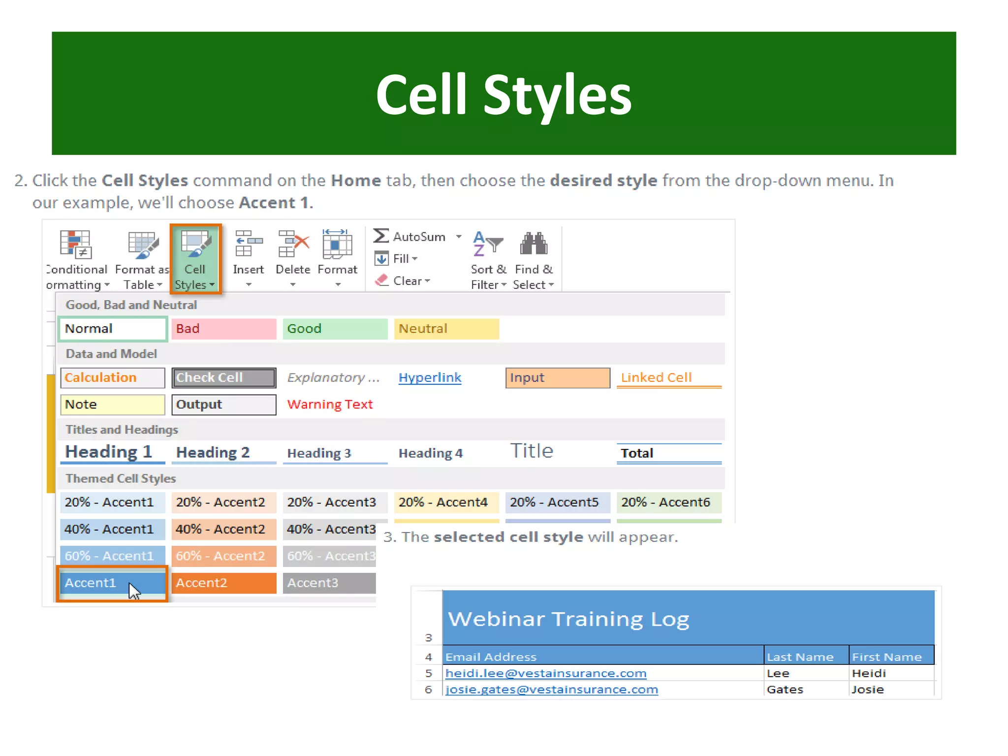 Cell Styles
 