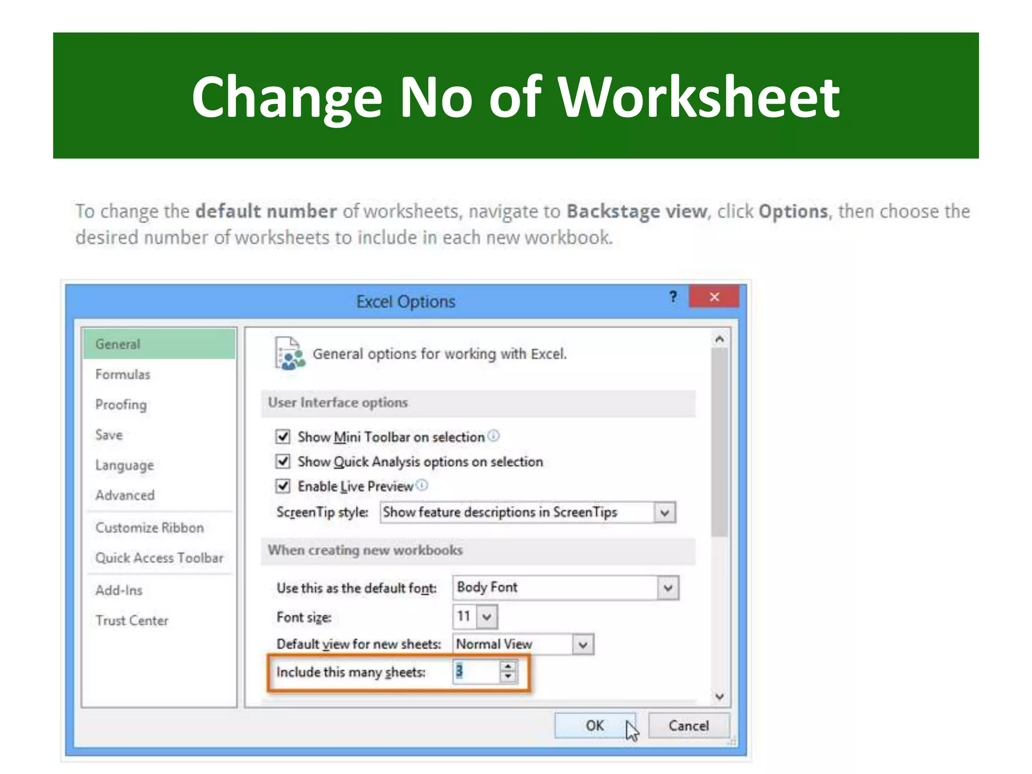 Change No of Worksheet
 