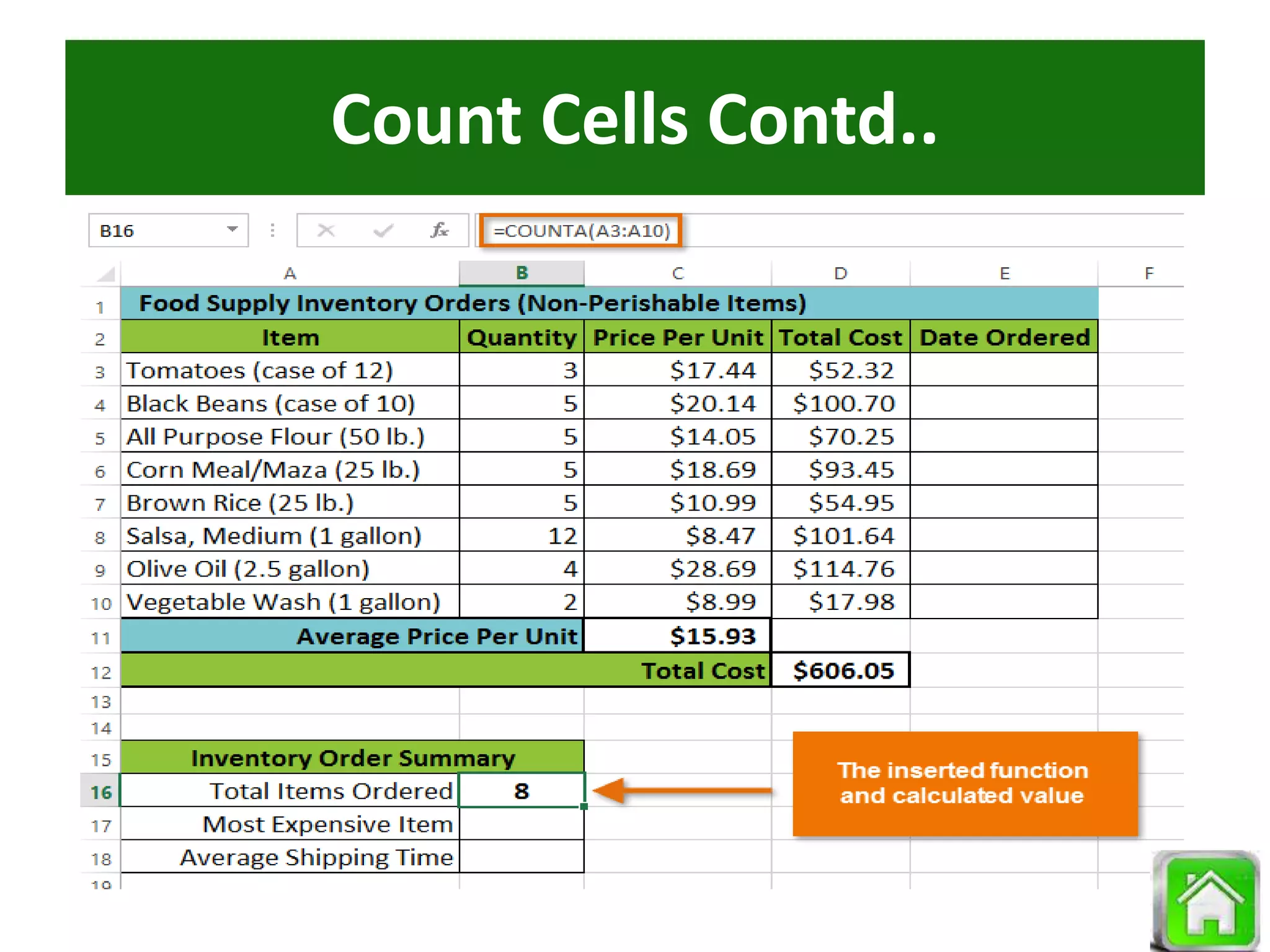 Count Cells Contd..
 