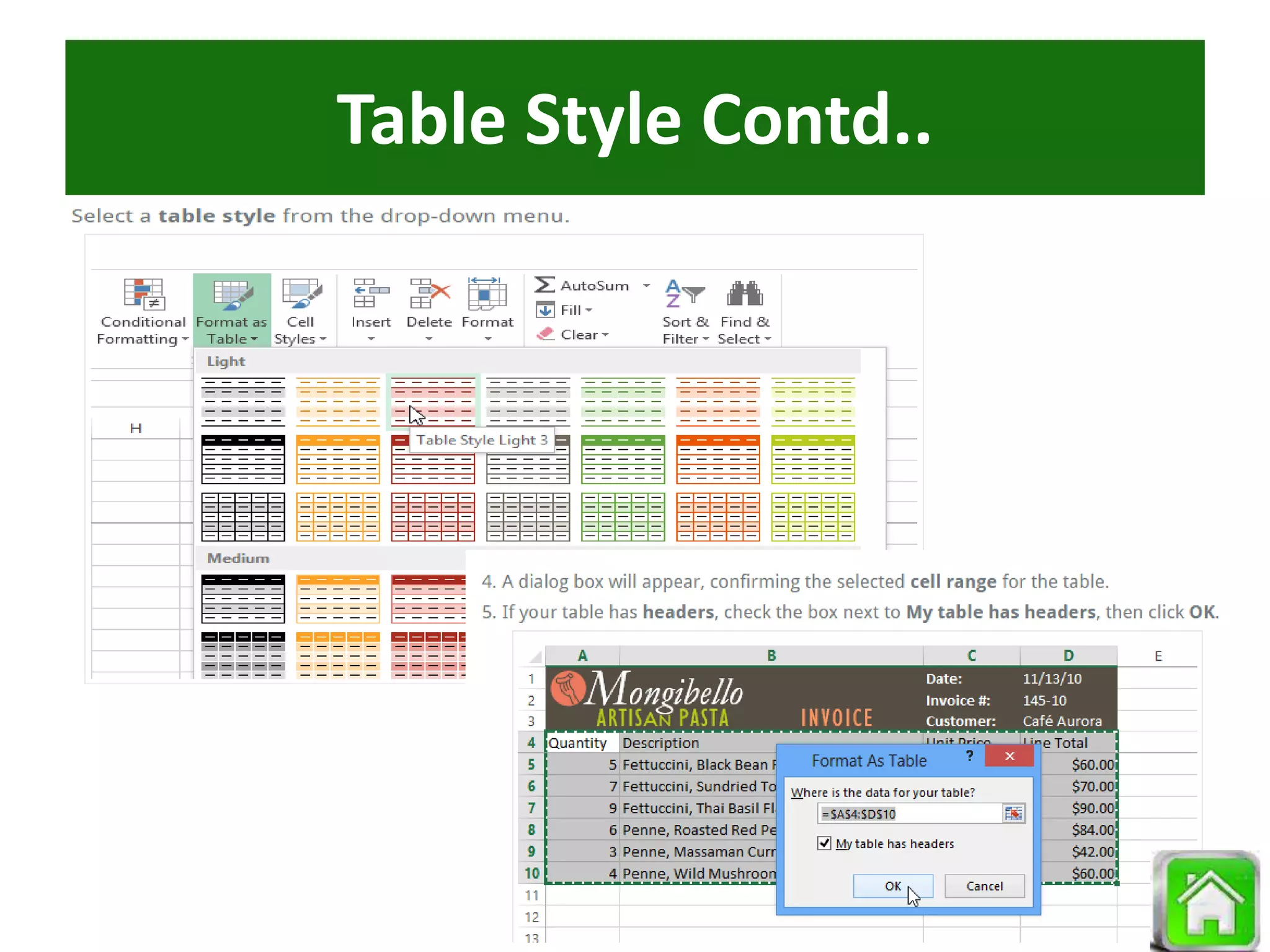 Table Style Contd..
 