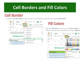 Cell Borders and Fill Colors
 