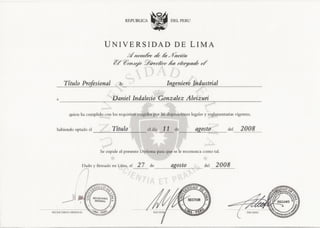 Universidad de Lima - Titulo de ingeniero industrial