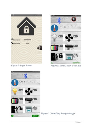 7 | P a g e
Figure2: Login Screen Figure3: Home Screen of our App
Figure4: Controlling through the app
 