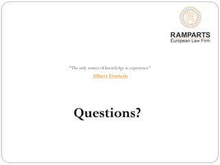 “The only source of knowledge is experience"
Albert Einstein
Questions?
 