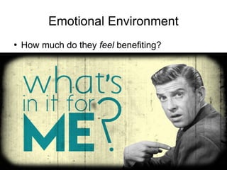 Training of Trainers
Mohammad Tawfik
#AcademyOfKnowledge
http://AcademyOfKnowlwdge.org
Emotional Environment
●
How much do they feel benefiting?
 