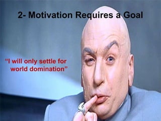 Training of Trainers
Mohammad Tawfik
#AcademyOfKnowledge
http://AcademyOfKnowlwdge.org
2- Motivation Requires a Goal
“I will only settle for
world domination”
 