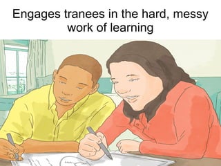 Training of Trainers
Mohammad Tawfik
#AcademyOfKnowledge
http://AcademyOfKnowlwdge.org
Engages tranees in the hard, messy
work of learning
 