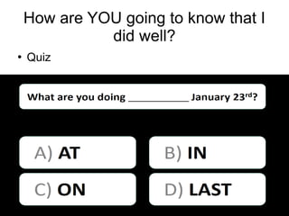 Training of Trainers
Mohammad Tawfik
#AcademyOfKnowledge
http://AcademyOfKnowlwdge.org
How are YOU going to know that I
did well?
●
Quiz
 