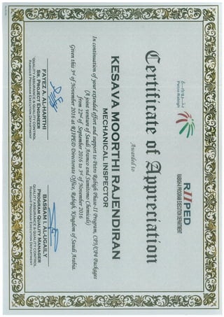 Petro-Rabigh Appreciation certificates