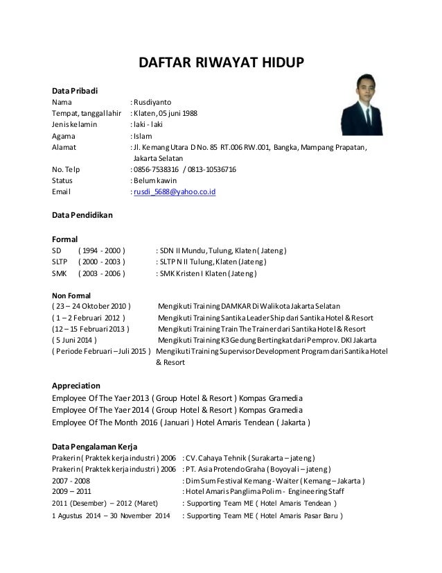 Daftar Riwayat Hidup Docxrusdi