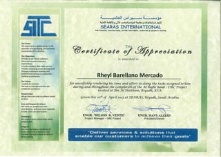 Certificate of Appreciation - SITC