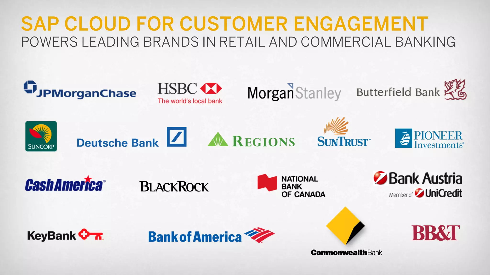 SAP CLOUD FOR CUSTOMER ENGAGEMENT POWERS LEADING BRANDS IN RETAIL AND COMMERCIAL BANKING  