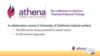On a Mission to Achieve
Transformational Change
A collaboration across 5 University of California medical centers
• 150,00...