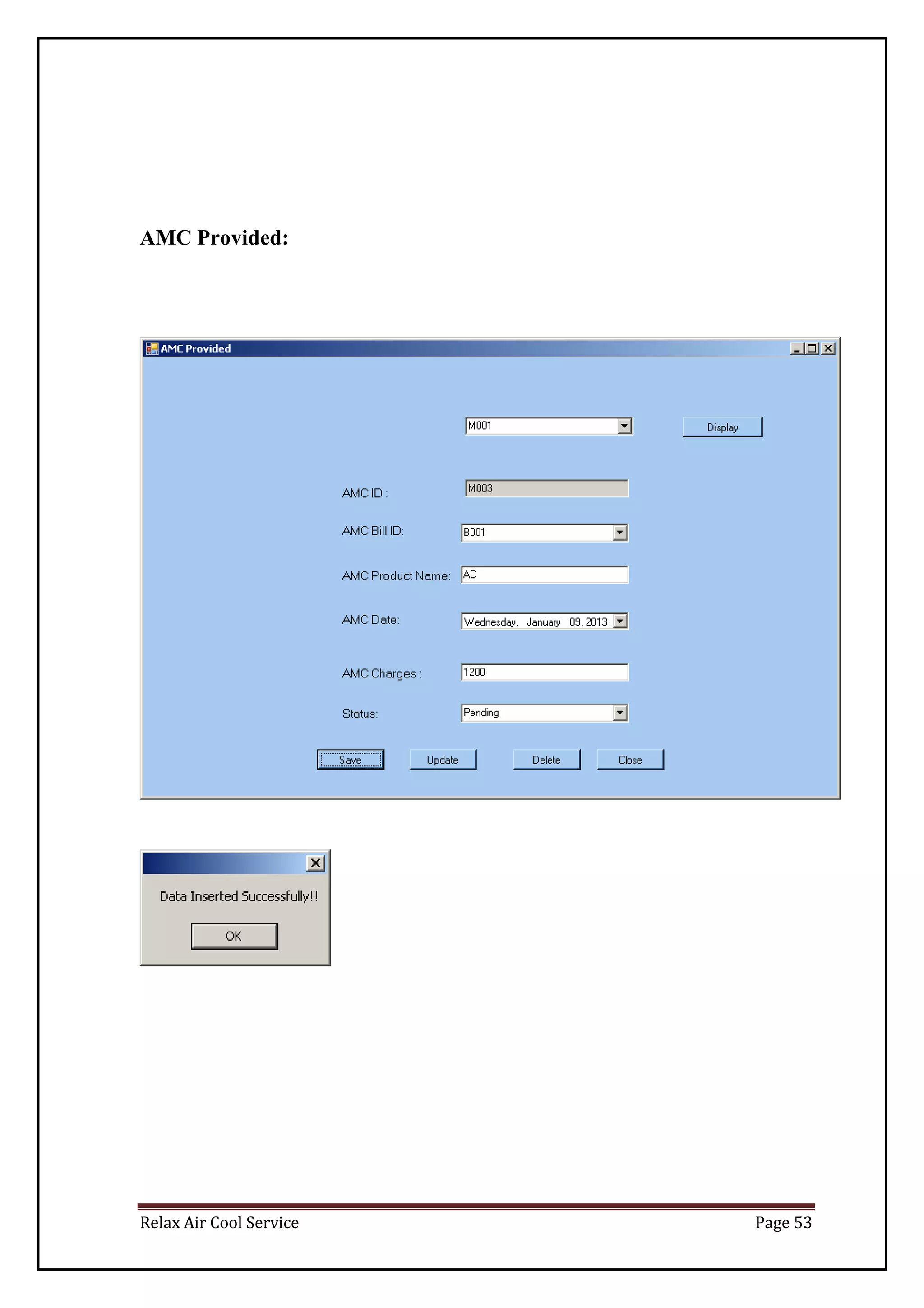 Relax Air Cool Service Page 53
AMC Provided:
 