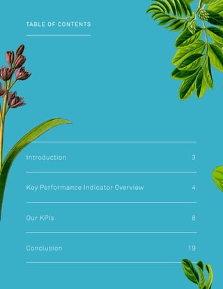 2
TABLE OF CONTENTS
Introduction
Key Performance Indicator Overview
Our KPIs
Conclusion
3
4
8
19
 