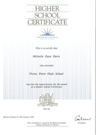 Higher school certificate