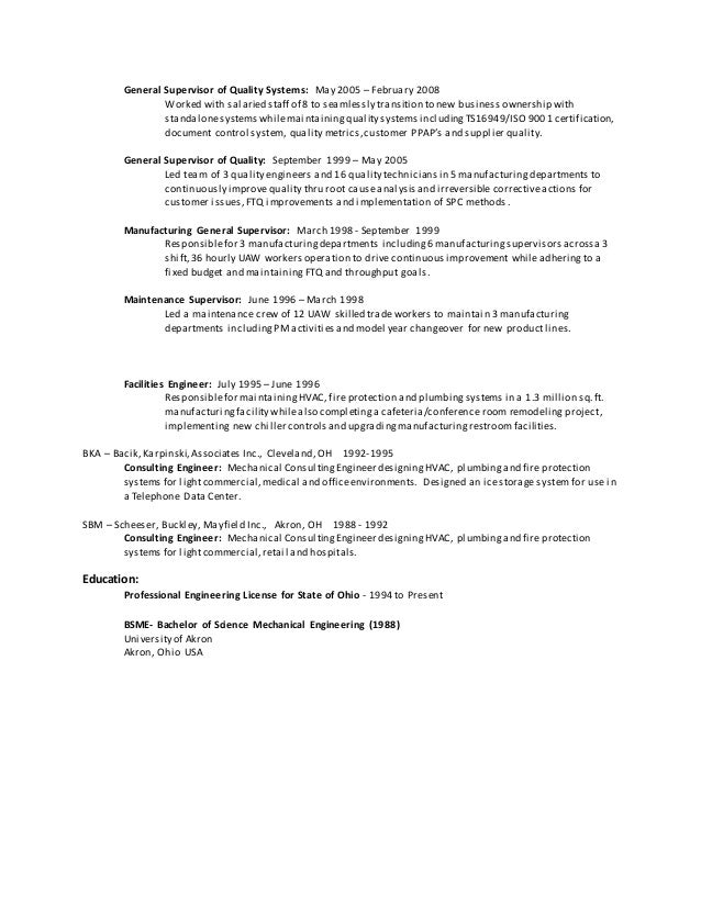 facilities resumes