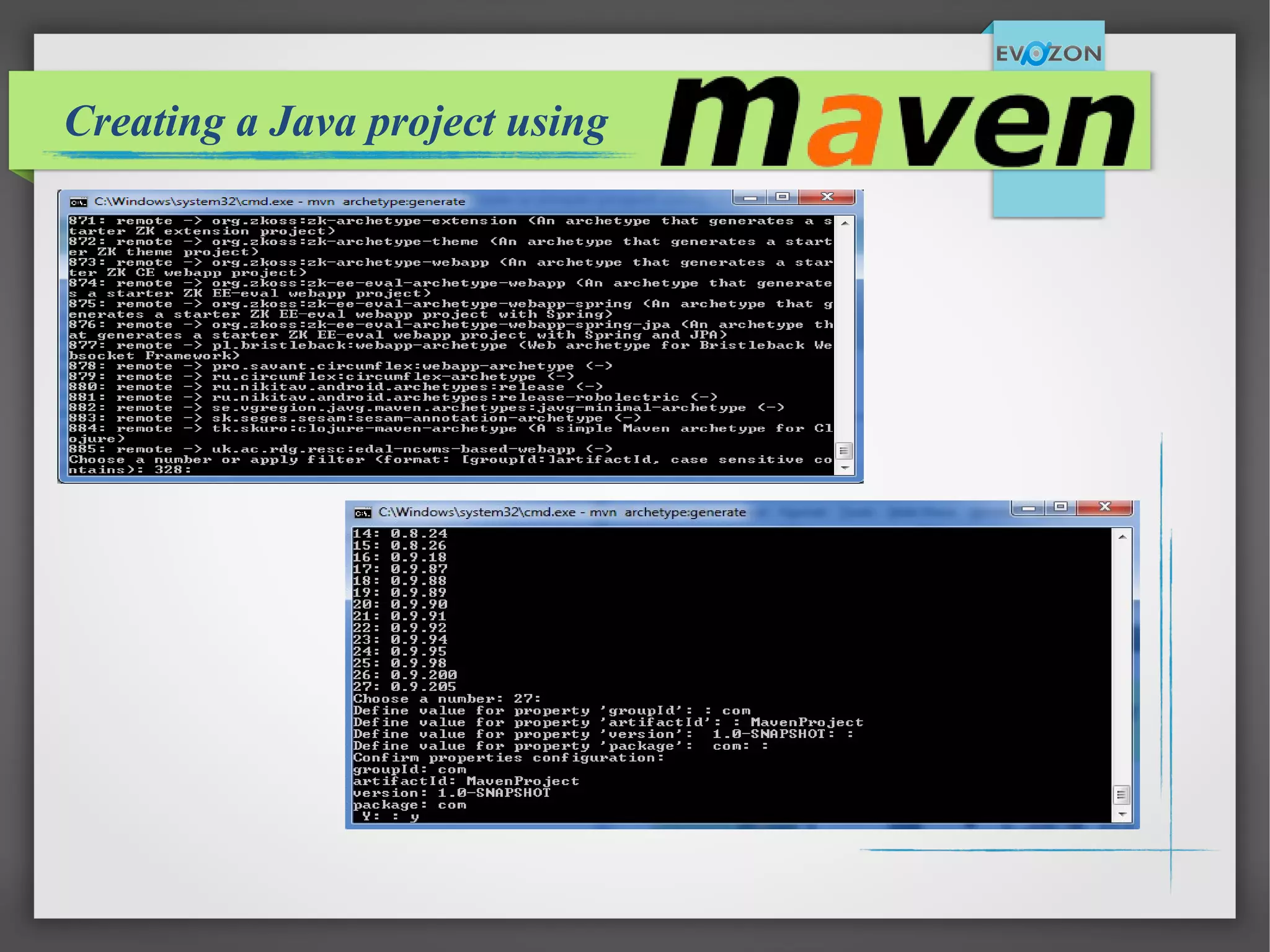 Creating a Java project using
 