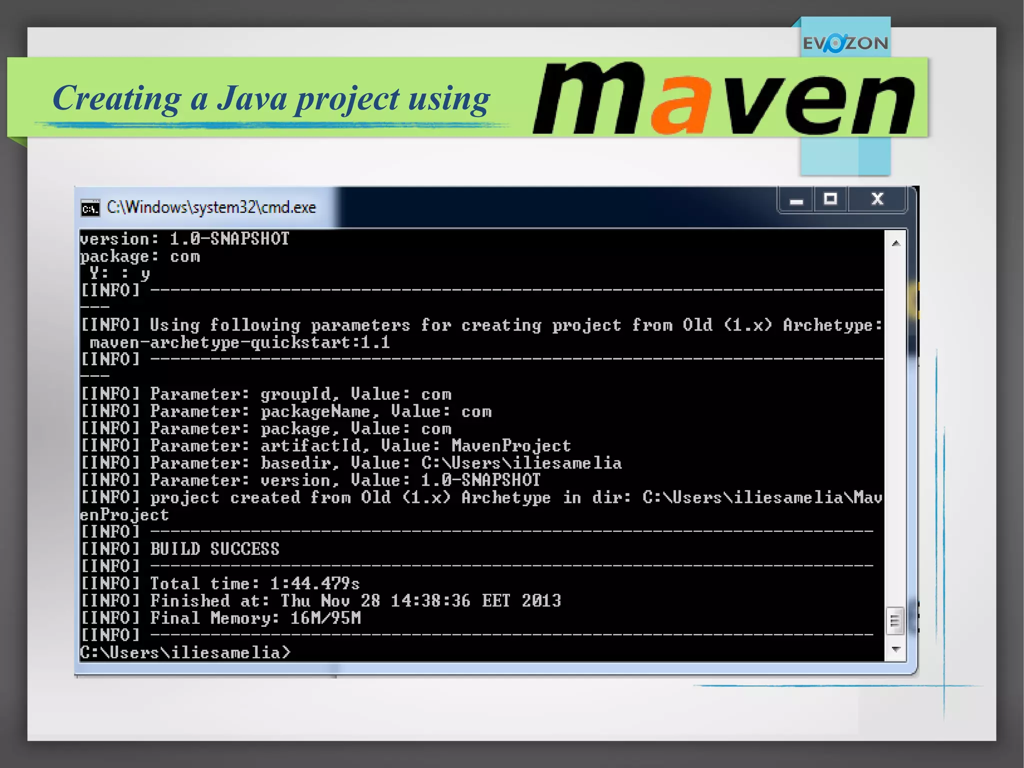 Creating a Java project using
 