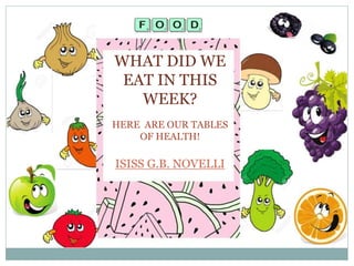 WHAT DID WE
EAT IN THIS
WEEK?
HERE ARE OUR TABLES
OF HEALTH!
ISISS G.B. NOVELLI
 