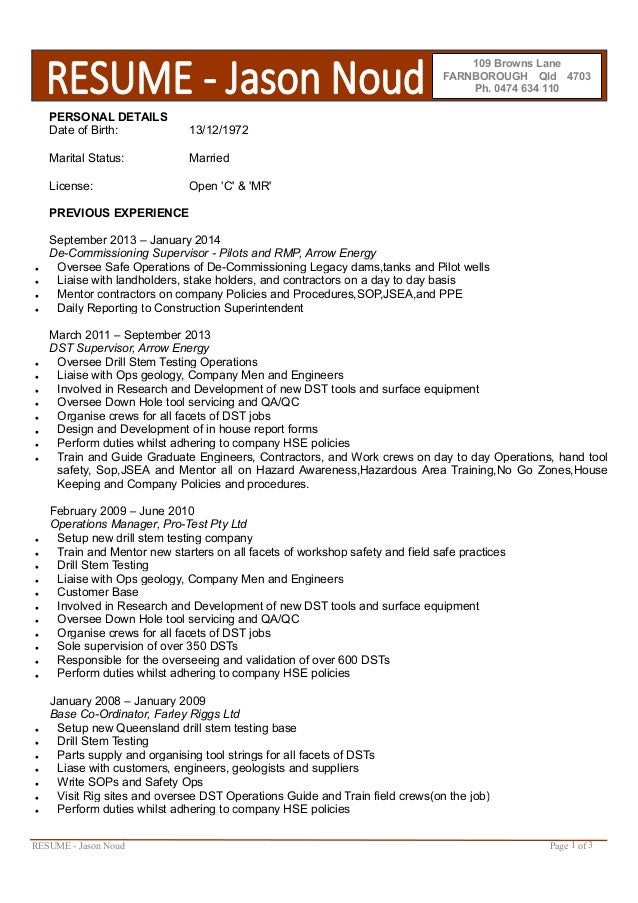 resume jason noud marital status in resume