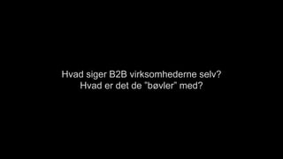 Hvad siger B2B virksomhederne selv?
Hvad er det de ”bøvler” med?
 