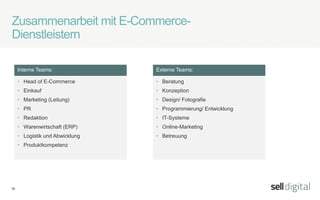 36
Fazit
◇ User sollten auch in B2B-Shops im Vordergrund stehen
◇ B2B E-Commerce braucht gute Daten und ein gutes Daten-
Management (PIM)
◇ Eine starke CRM-Integration ermöglicht neue Service-Konzepte.
◇ Die Vorteile des Online-Performance-Marketings stehen auch B2B-
Unternehmen offen.
◇ Intelligente E-Commerce-Strategien bieten lukrative Chancen für den
Außendienst.
 