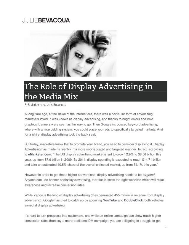 B2b Marketing The Role Of Display Advertising In The Media Mix By Ju