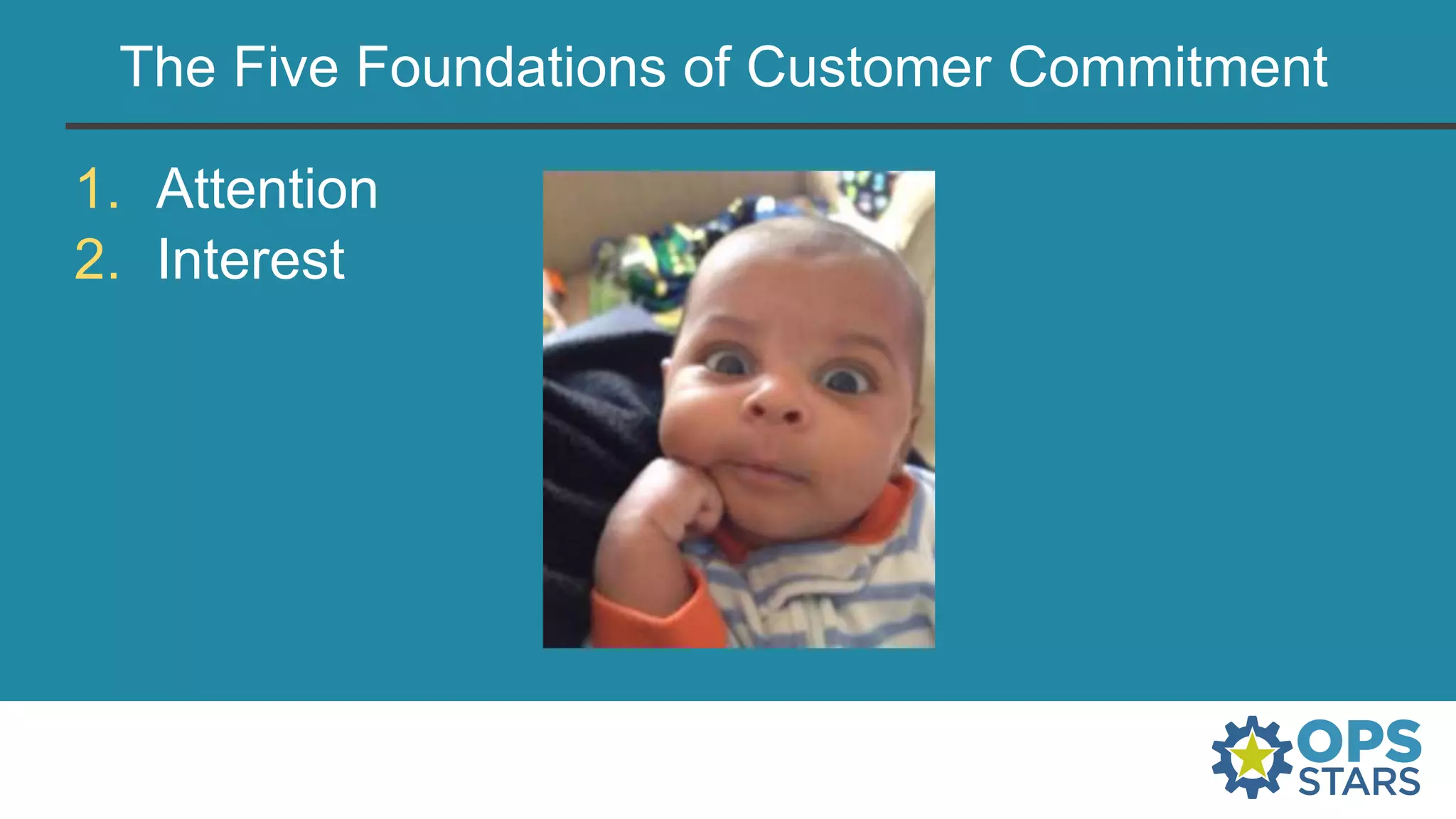The Five Foundations of Customer Commitment
1. Attention
2. Interest
 
