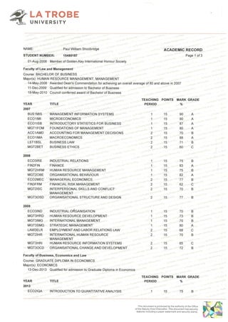 PWS - Academic Record