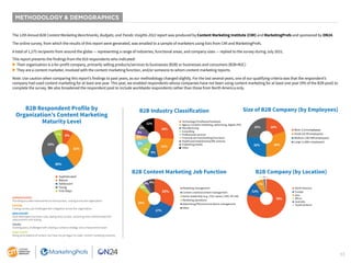 53
METHODOLOGY & DEMOGRAPHICS
The 12th Annual B2B Content Marketing Benchmarks, Budgets, and Trends: Insights 2022 report ...