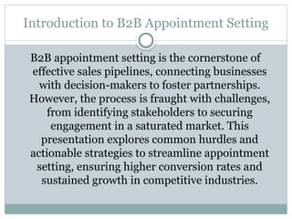 The Challenges and Solutions for B2B Appointment Setting | PPTX