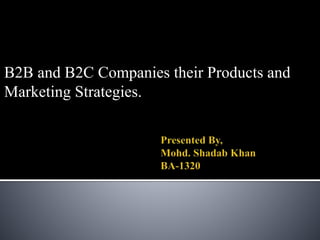 B2B and B2C Companies their Products and 
Marketing Strategies. 
 