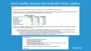 Send a weekly company-wide email with metrics, updates
@localATLast