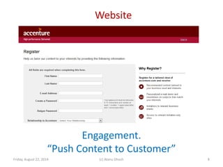 Website
Friday, August 22, 2014 (c) Atanu Ghosh
Engagement.
“Push Content to Customer”
8
 