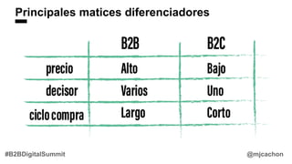@mjcachon#B2BDigitalSummit
Principales matices diferenciadores
 